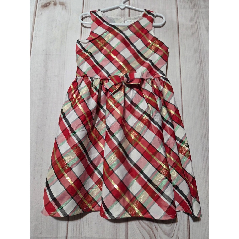 Nannette Kids Girls 6X Red Plaid Gold Metallic Holiday Christmas‎ Party Dress